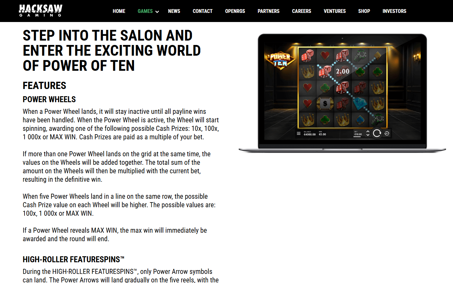 Power of Ten source section with official Wheel rules and game screen